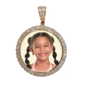 Photo Engraved Large Cubic Zirconia Pendant Jewelry