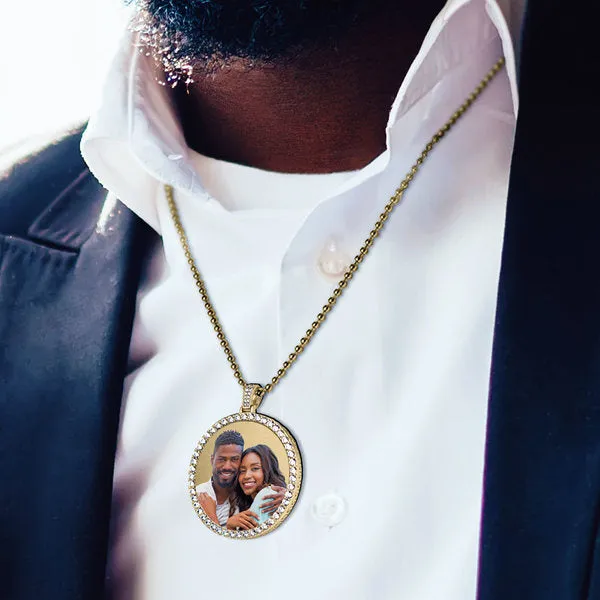 Photo Engraved XL Cubic Zirconia Pendant Jewelry