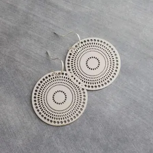 Pierced Silver Disk Earrings, dotted circle earrings, small round earring, mandala earring, silver coin earrings, punched dots, 1 in small