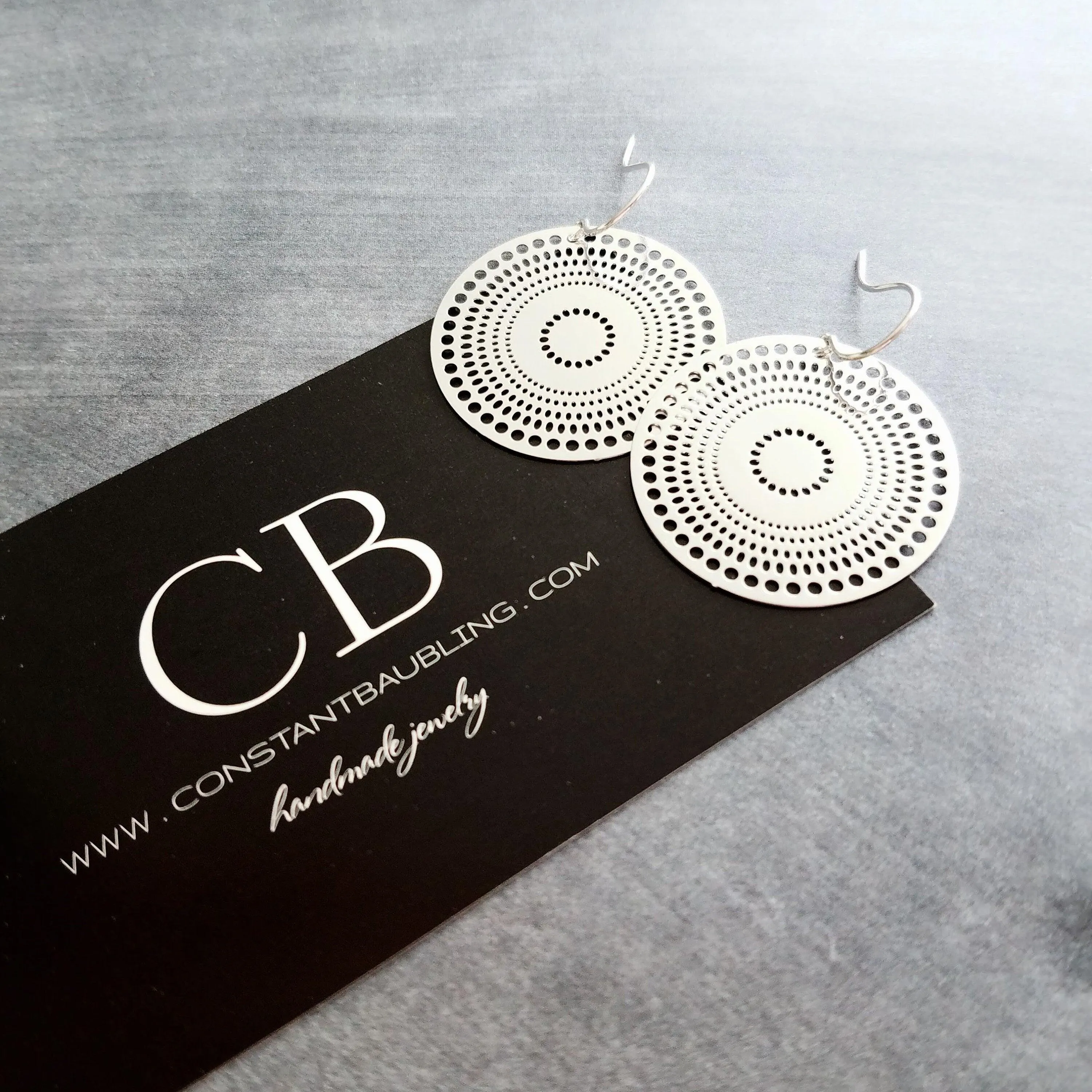 Pierced Silver Disk Earrings, dotted circle earrings, small round earring, mandala earring, silver coin earrings, punched dots, 1 in small