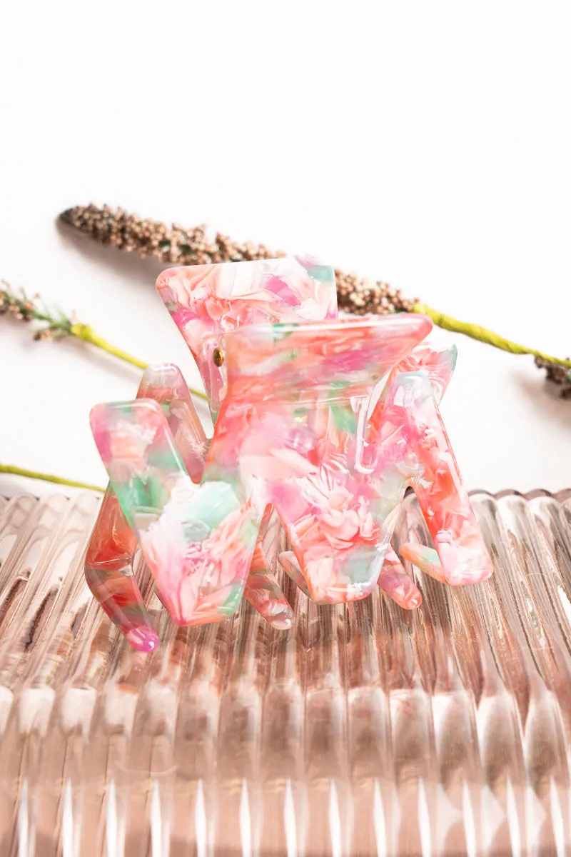 Pink Marble Hair Claw