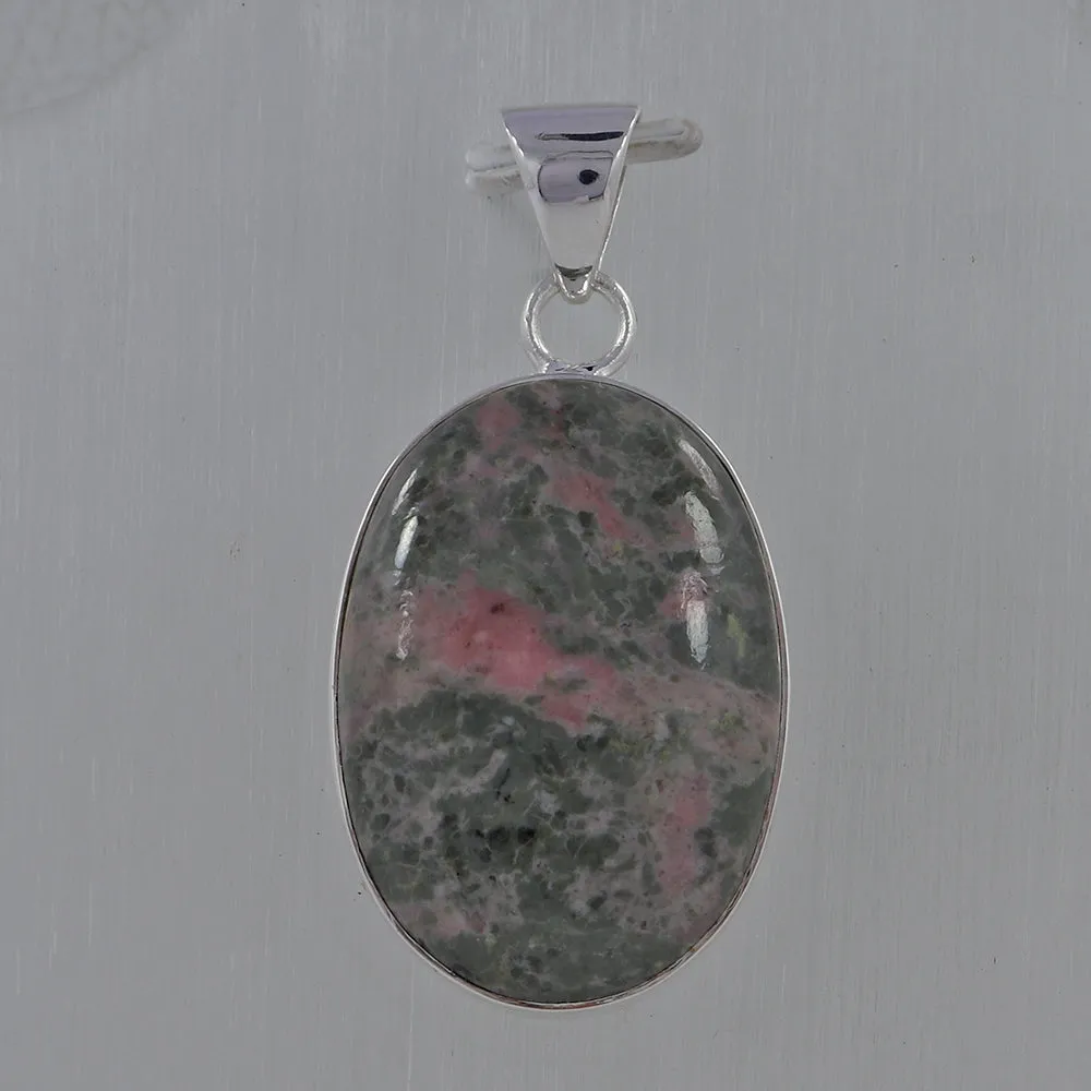 Pink Rhodonite Silver Pendant