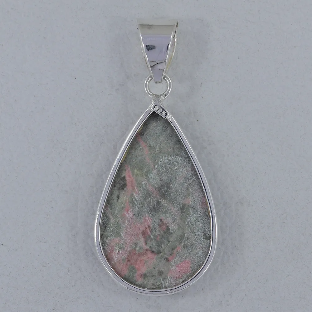 Pink Rhodonite Silver Pendant