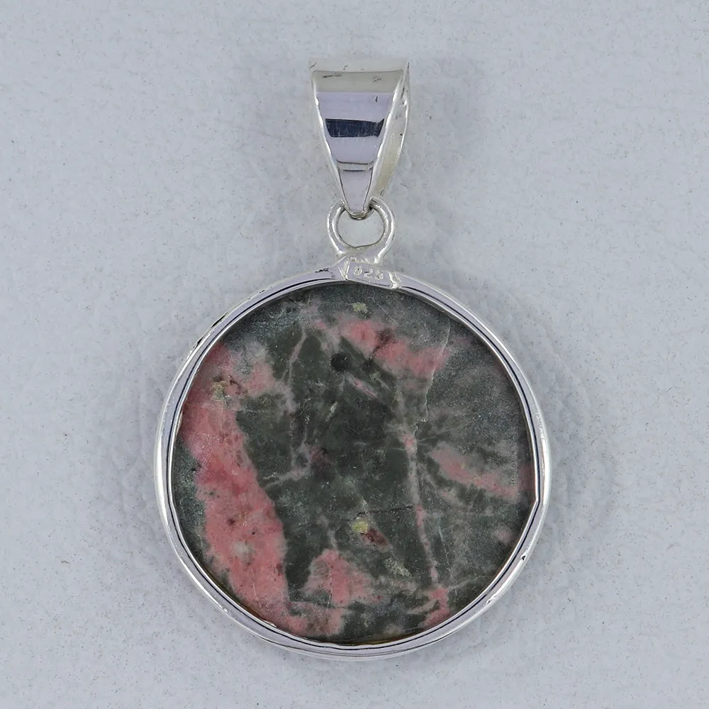 Pink Rhodonite Silver Pendant