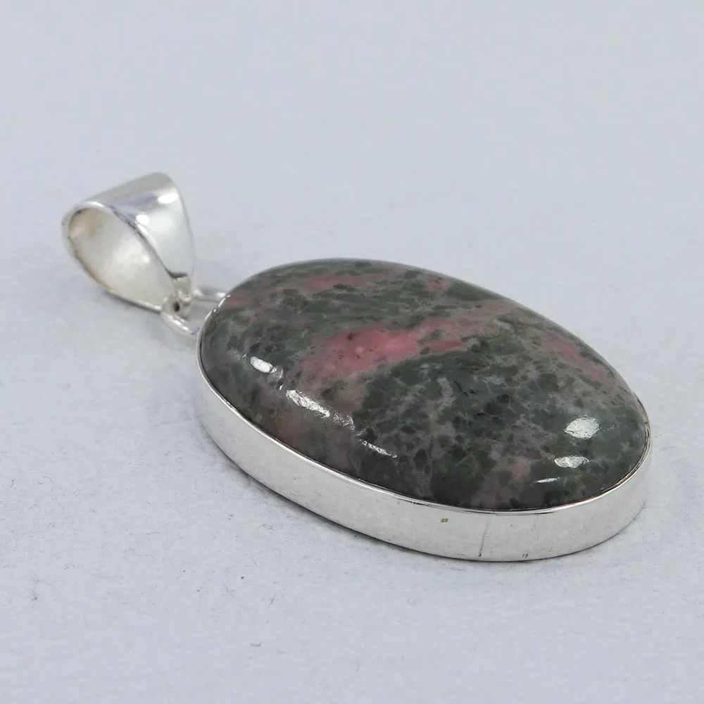 Pink Rhodonite Silver Pendant