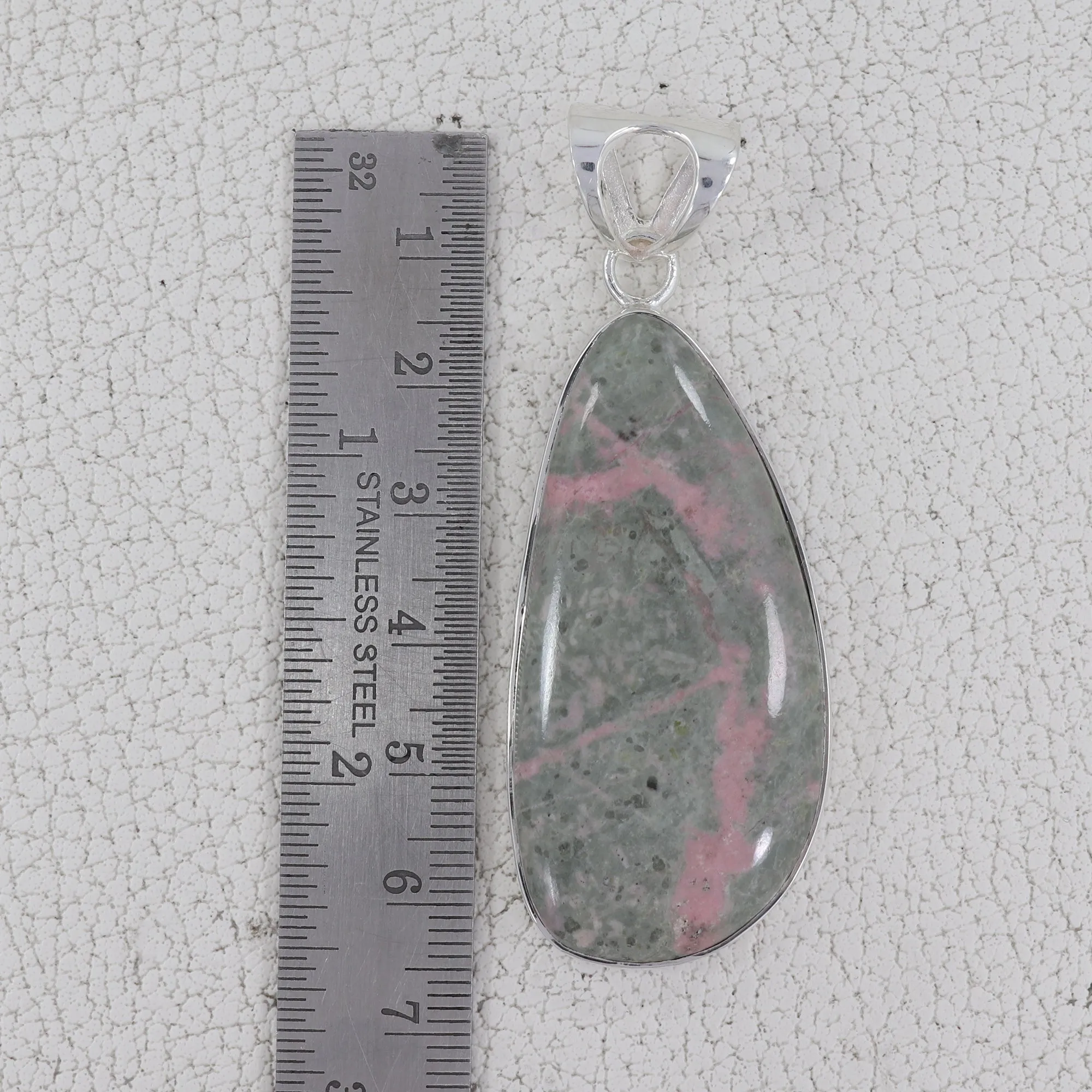 Pink Rhodonite Silver Pendant