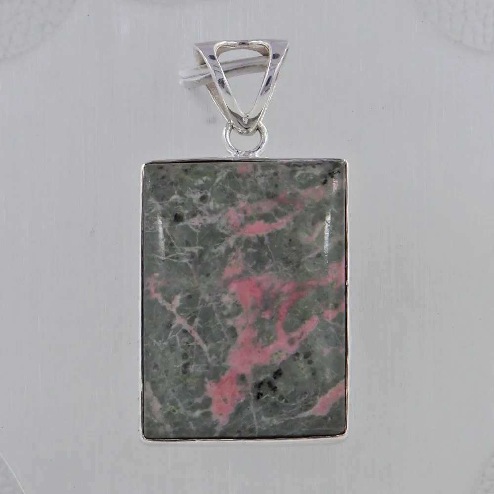 Pink Rhodonite Silver Pendant