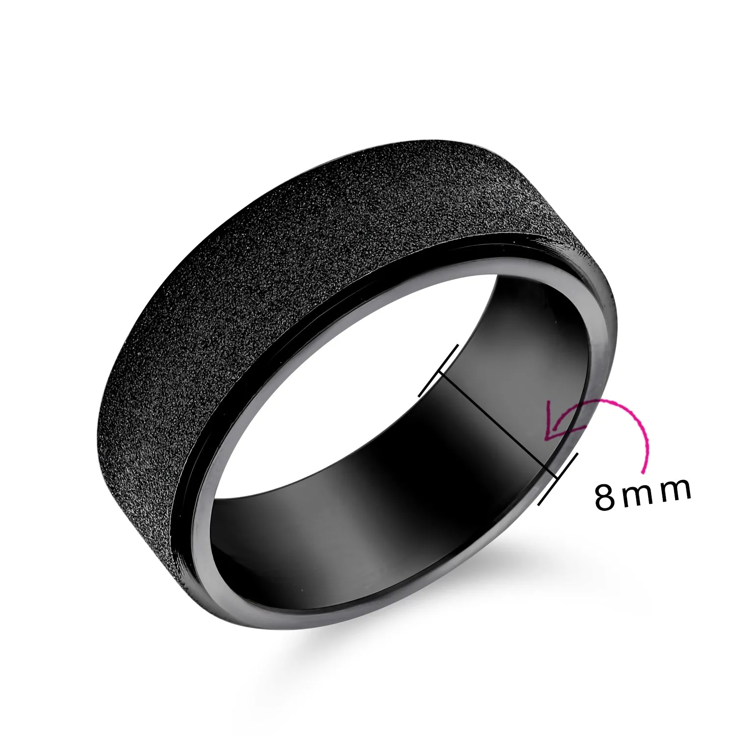Plain Titanium Wedding Band Ring Beveled Gunmetal Black Silver Tone Size 6-14