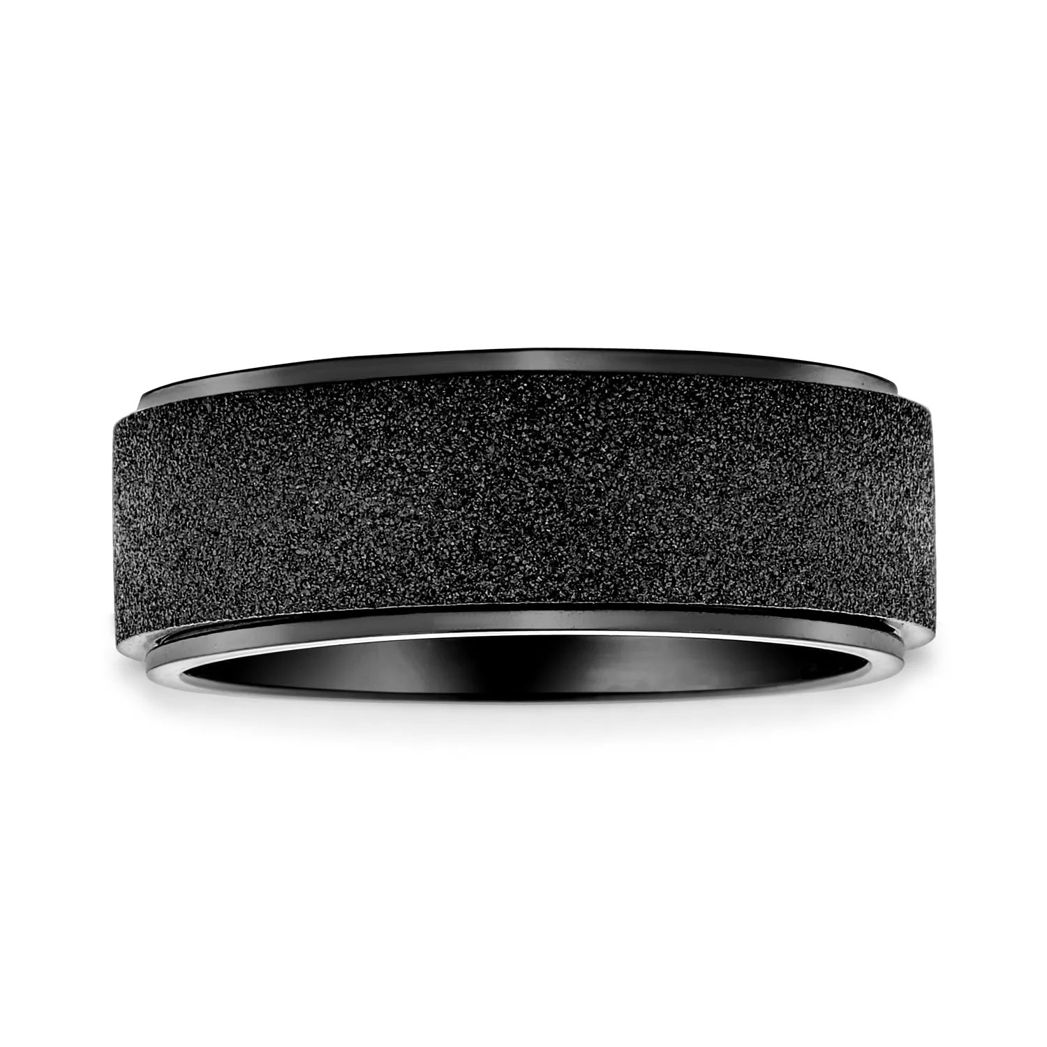 Plain Titanium Wedding Band Ring Beveled Gunmetal Black Silver Tone Size 6-14