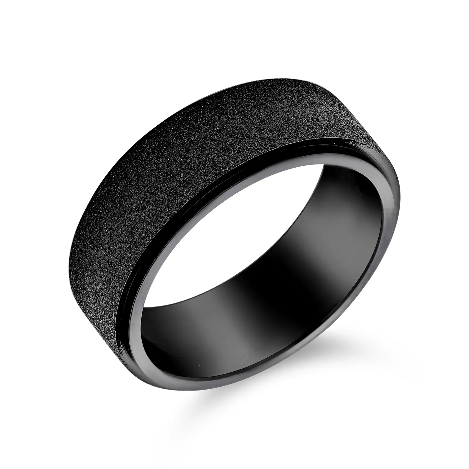 Plain Titanium Wedding Band Ring Beveled Gunmetal Black Silver Tone Size 6-14