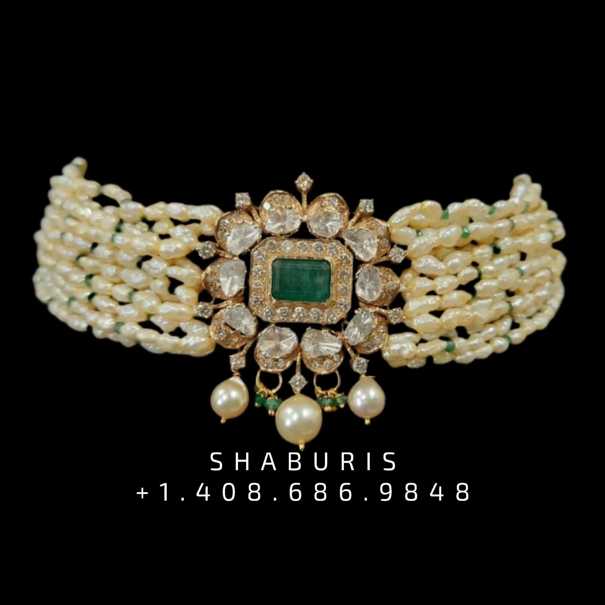 Polki Jewelry,Pure Silver jewelry Indian ,polki Choker,Kundan Necklace,Indian Bridal,Indian Wedding Jewelry-NIHIRA-SHABURIS