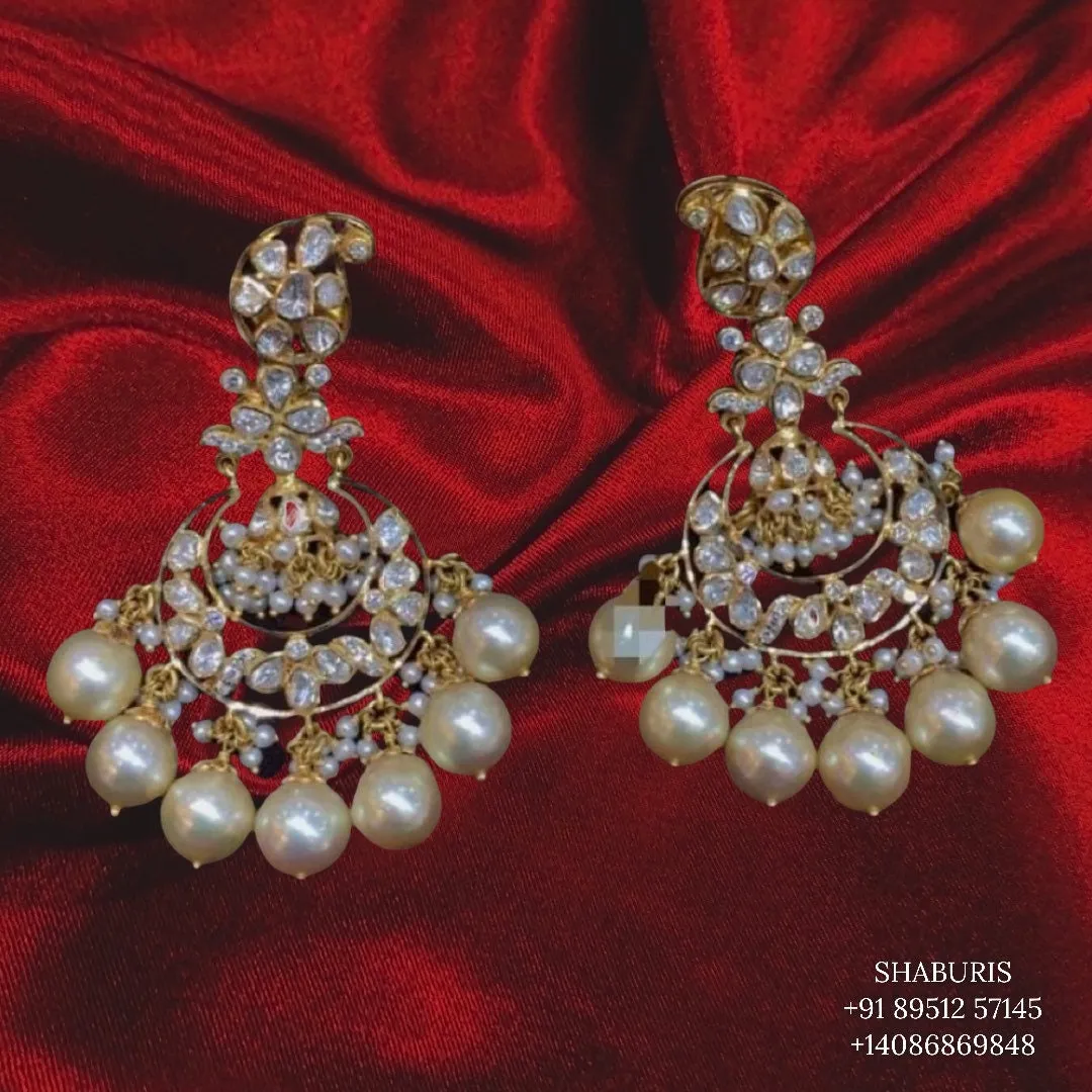 Polki necklace,diamond jewelry,pure  silver jewelry, lyte weight earrings gold jewelry designs diamond earrings
