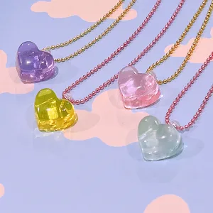 Pop Cutie Jello Heart Kids Necklaces - Rainbow Valentines