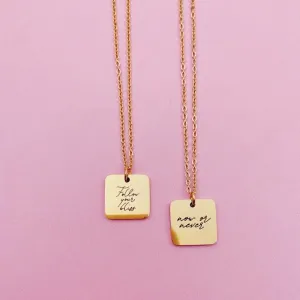 PRE-ORDER Lazer Engraved Double Sided 15MM Square Necklace - LINE ART
