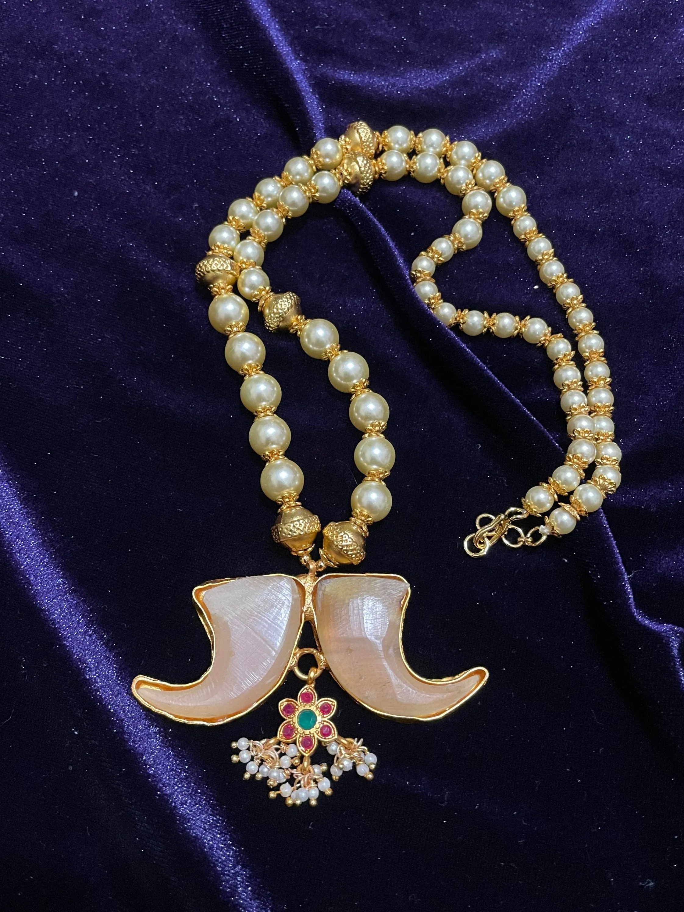 Puli Goru Pendant Necklace Simple Jewelry Indian Jewelry Bridal Necklace Rajasthani Jewelry South Indian Jewelry Beaded Jewelry gift jewelry