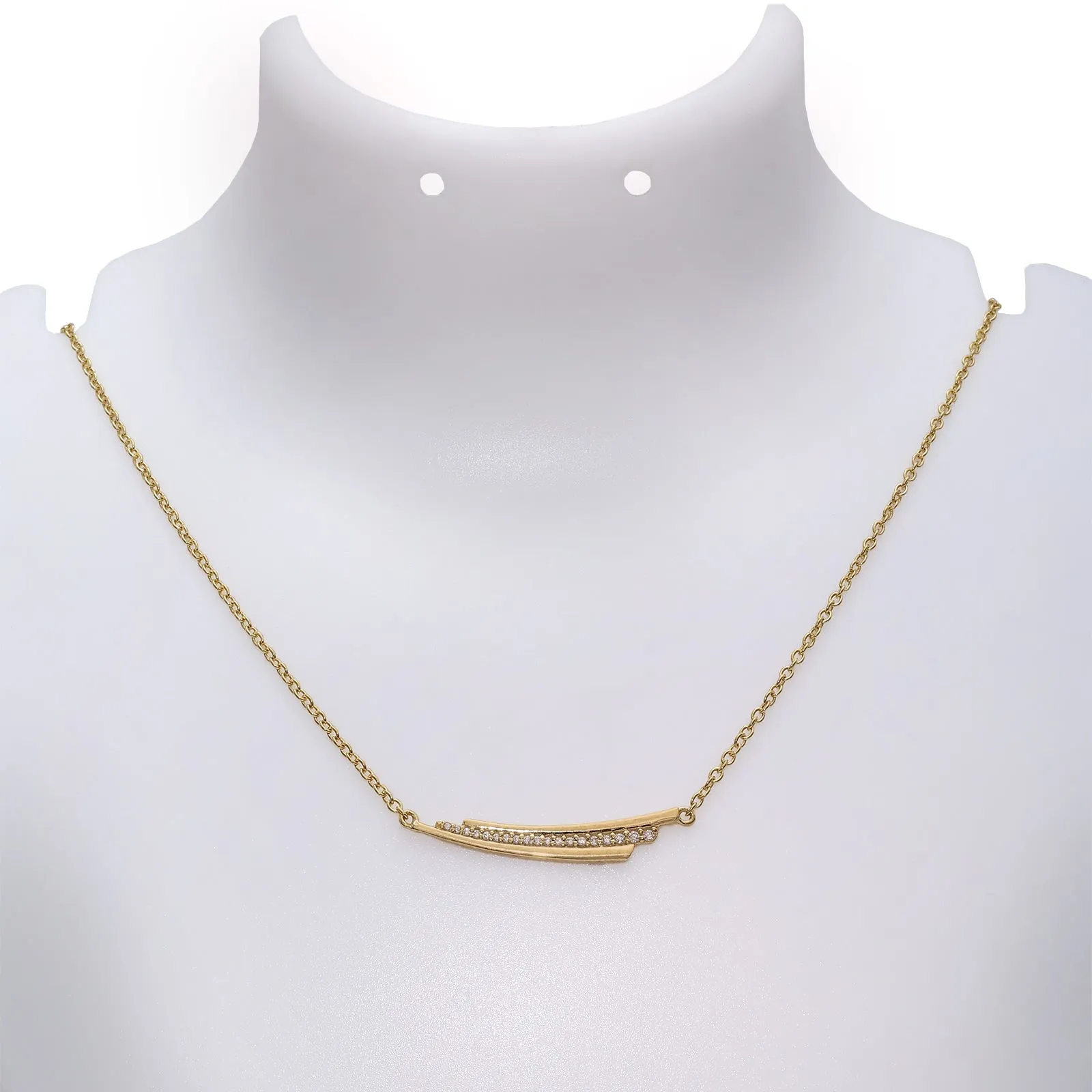 Pure Gold Plated Silver Necklace - Dazzling CZ layered Swing Design