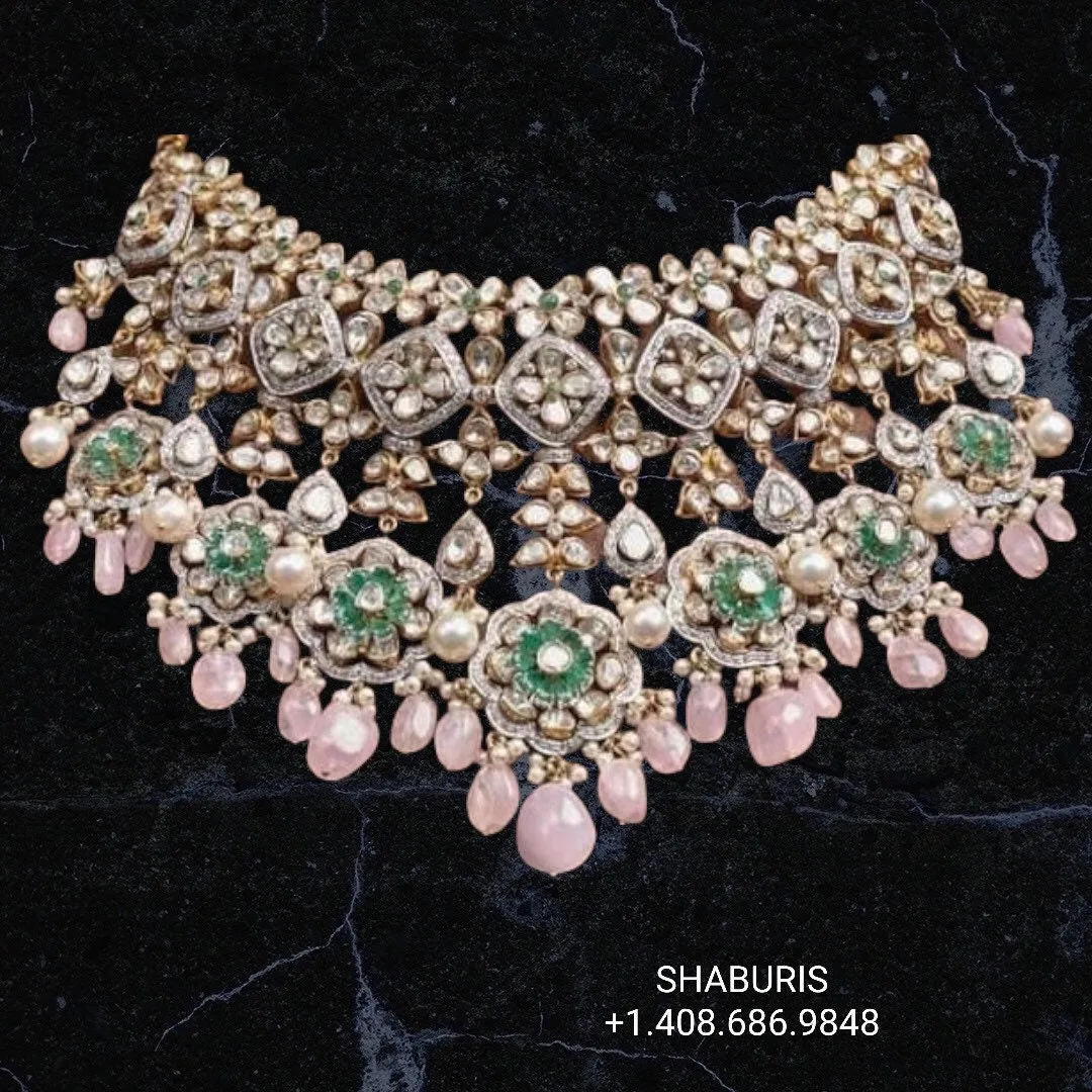Pure Silver jewelry Indian ,Menakari Hasli,Big Indian Necklace,Indian jadau ,Indian gold Jewelry designs moissanite jewelry-SHABURIS