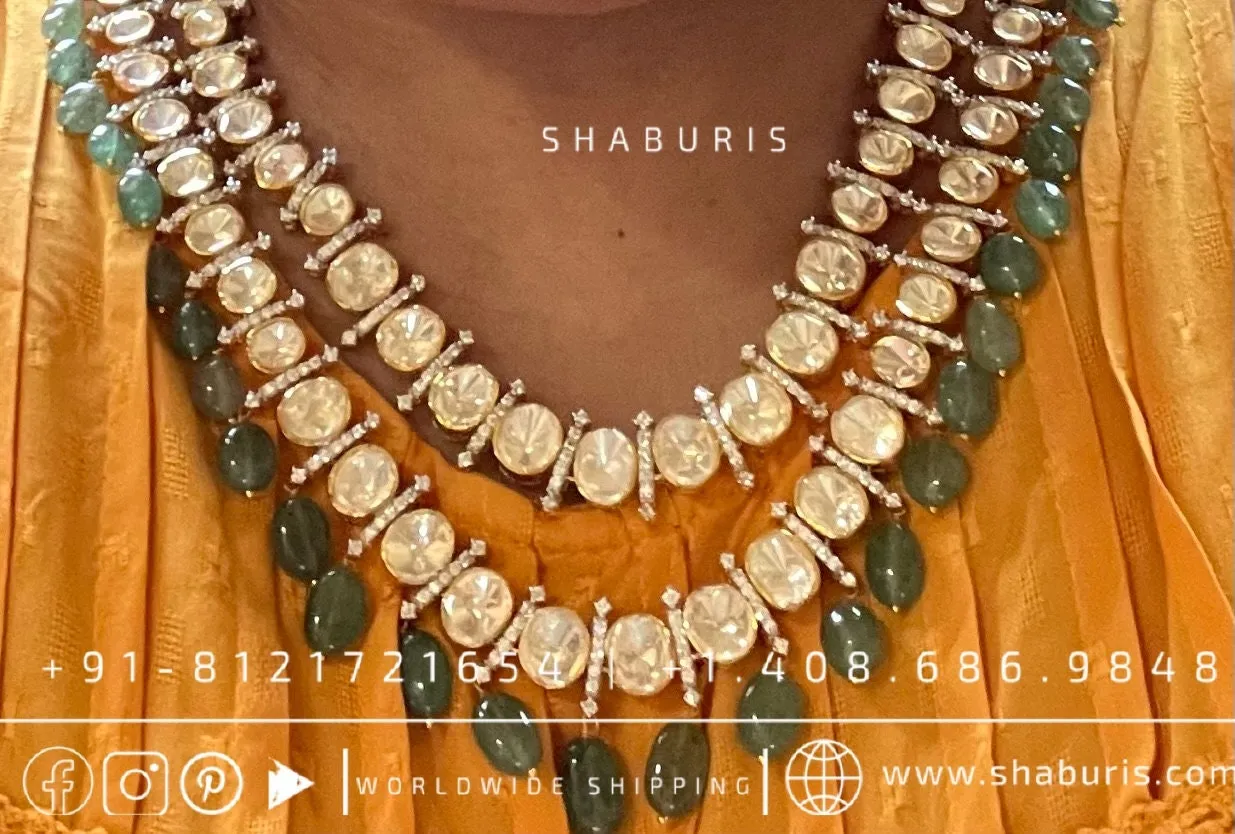 Pure Silver jewelry Indian ,moissanite jewelry,Big Indian Necklace,Indian jadau ,Indian gold Jewelry designs moissanite jewelry-SHABURIS