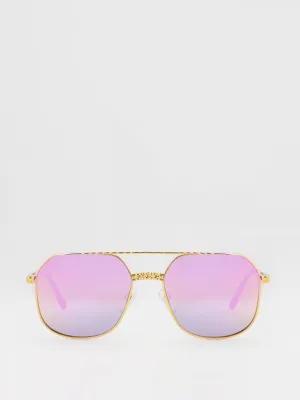 Purple Flat Lens Aviator Sunglasses