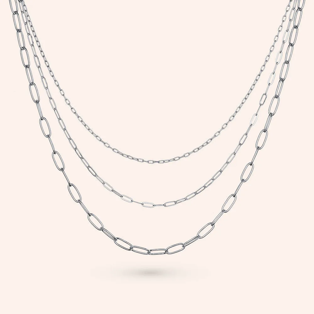 "Cassandra" Clip Chain Triple Strand Layered Necklace