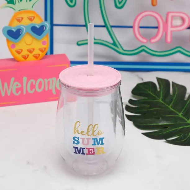 "Hello Summer" Wine Tumbler and Sunglasses
