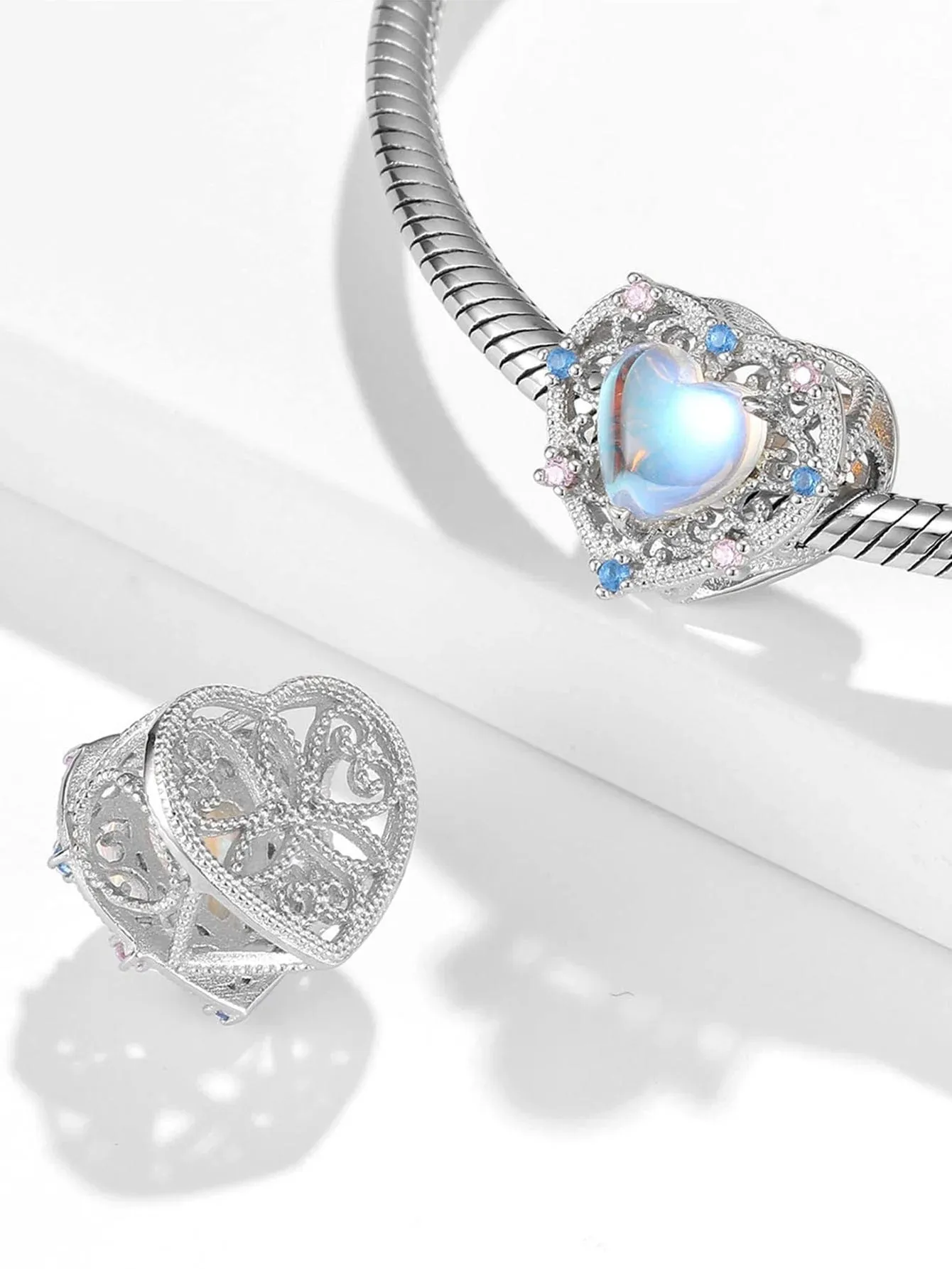 Radiant Heart Filigree Charm