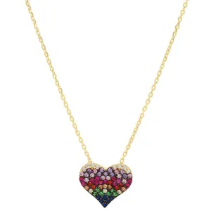 RAINBOW HEART NECKLACE, GOLD