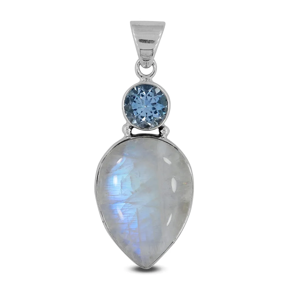 Rainbow Moonstone 925 Silver Pendant
