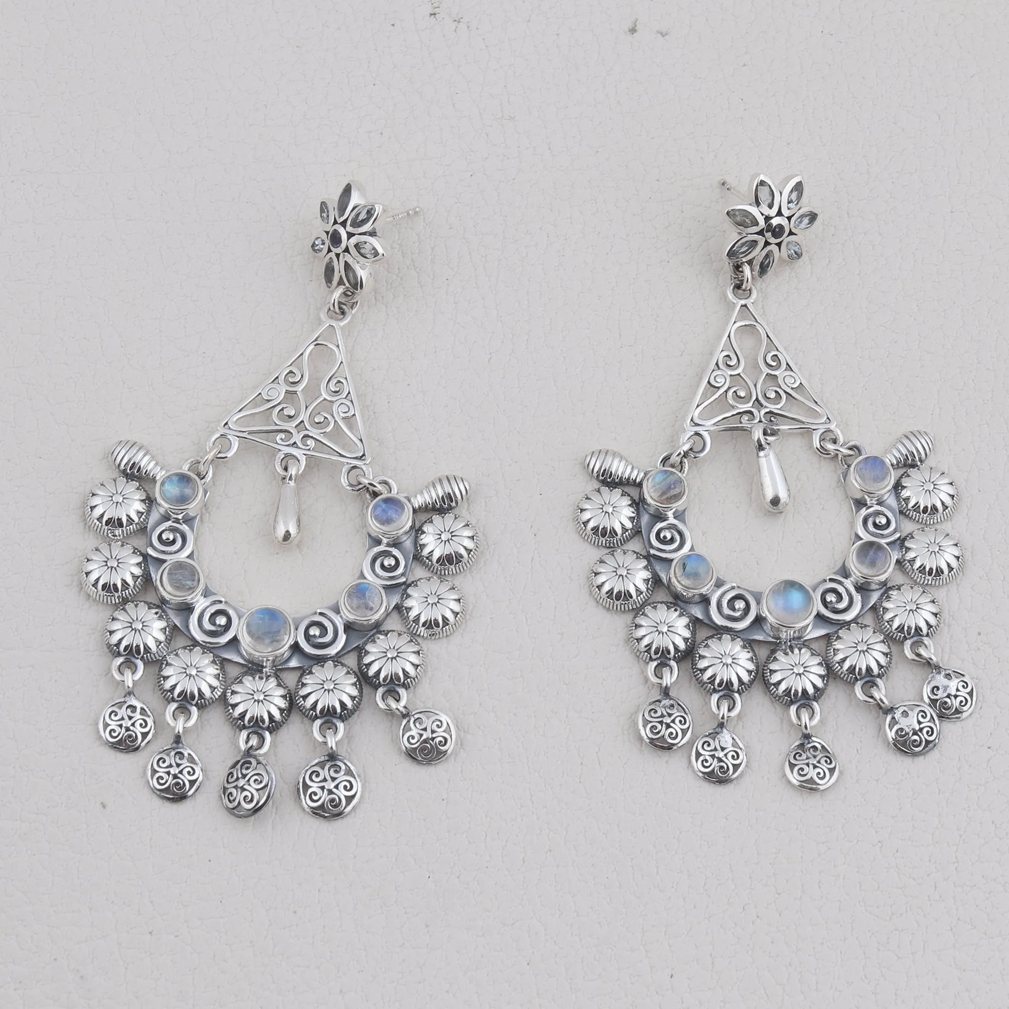 Rainbow Moonstone 925 Sterling Silver Pendant Set