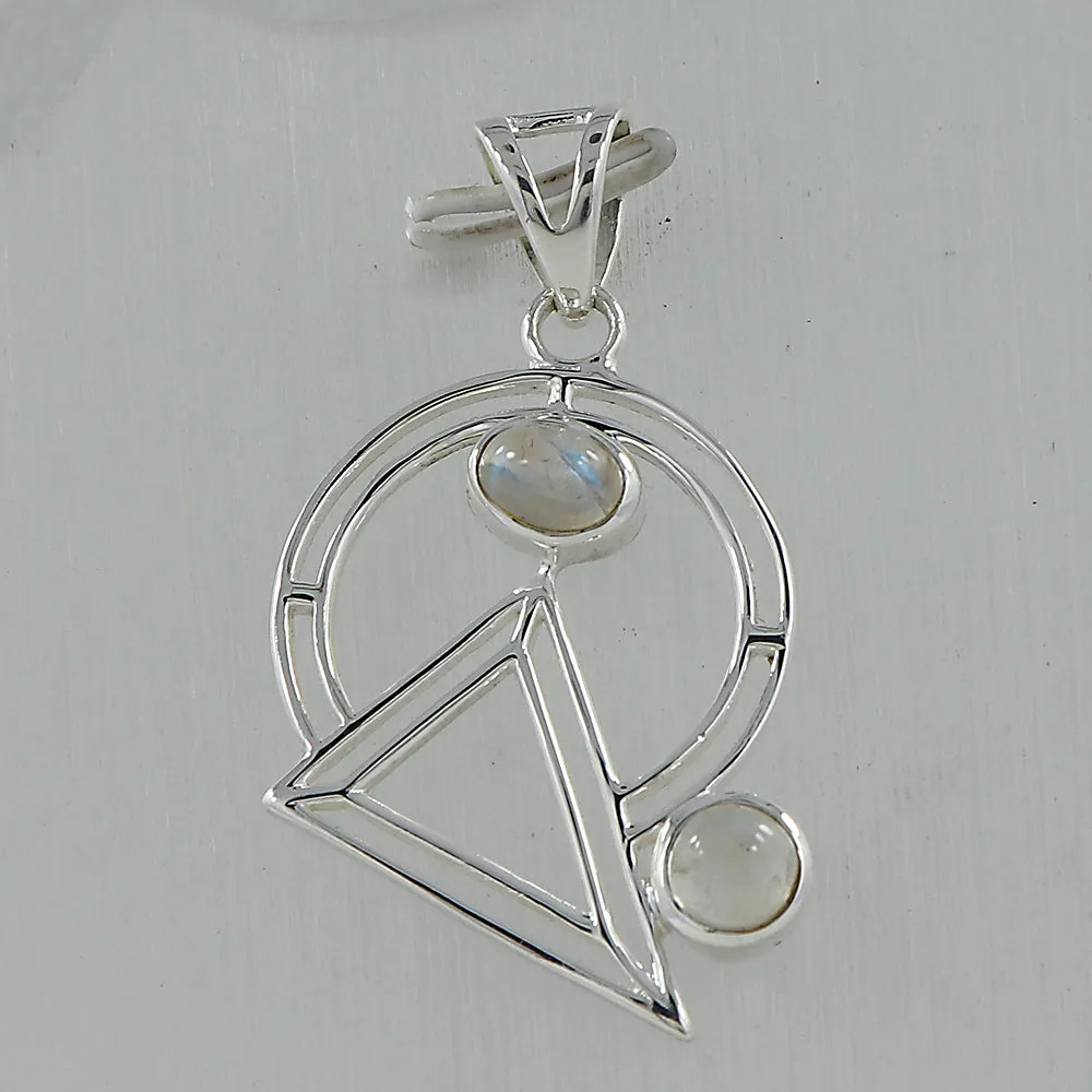 Rainbow Moonstone Silver Pendant