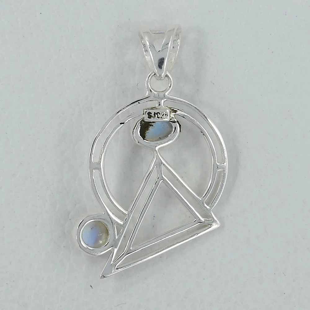 Rainbow Moonstone Silver Pendant