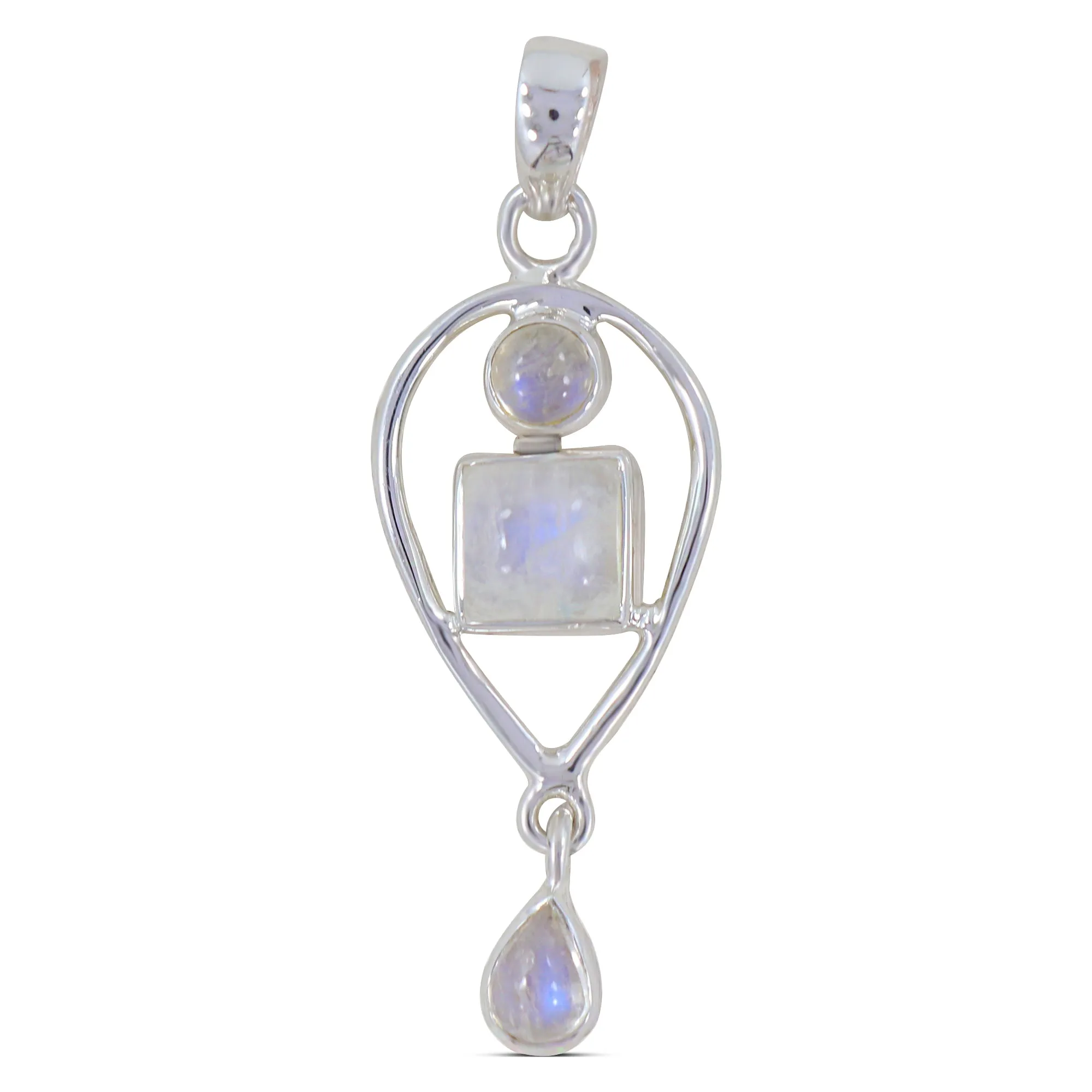 Rainbow Moonstone Silver Pendant