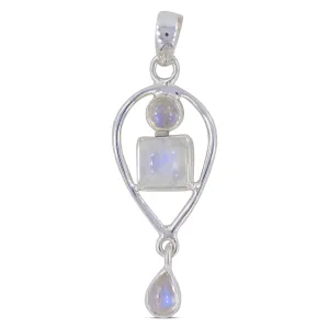 Rainbow Moonstone Silver Pendant