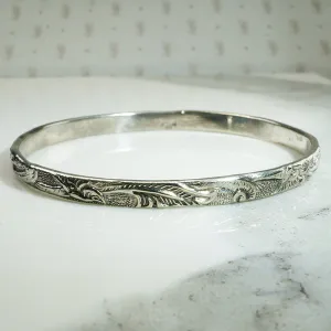 Rainforest Engraved Sterling Taxco Bangle