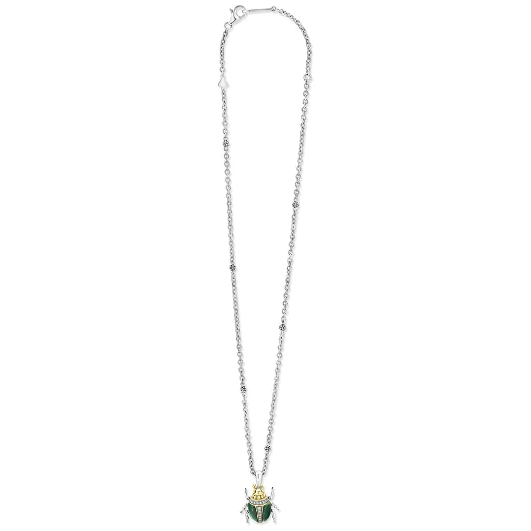 Rare Wonders Jade Beetle Diamond Pendant Necklace