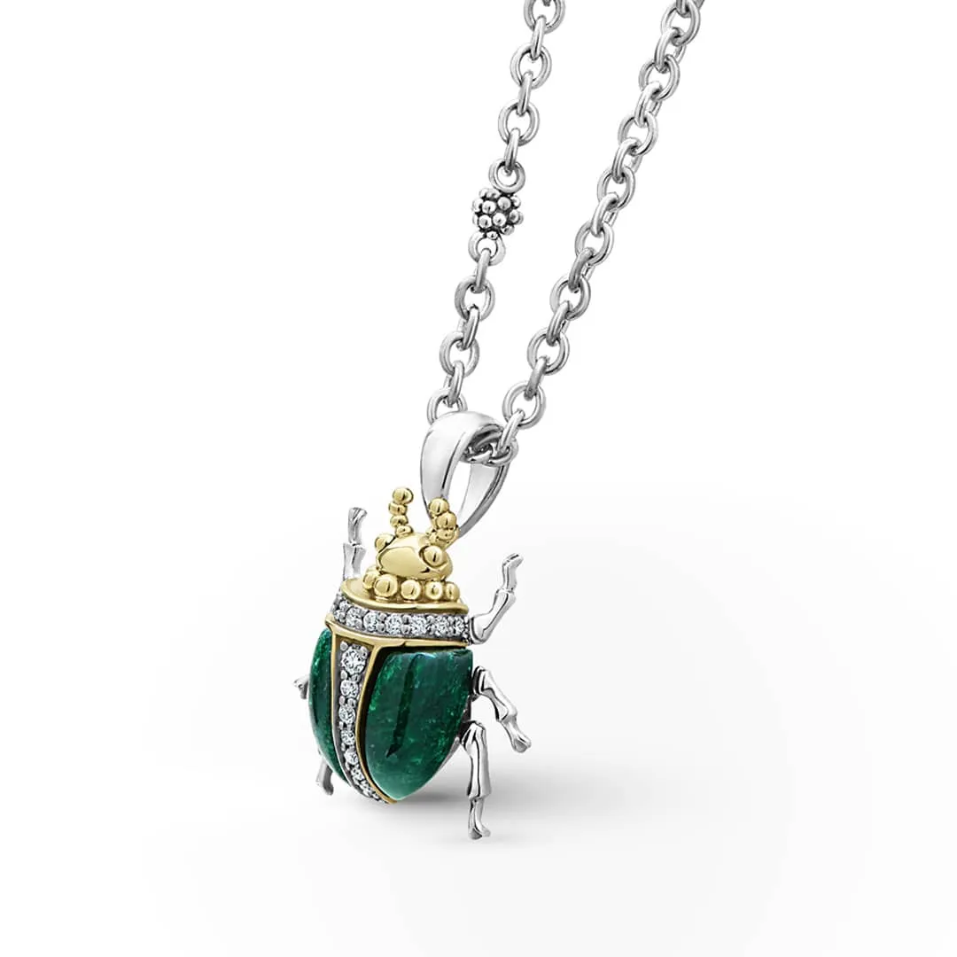 Rare Wonders Jade Beetle Diamond Pendant Necklace