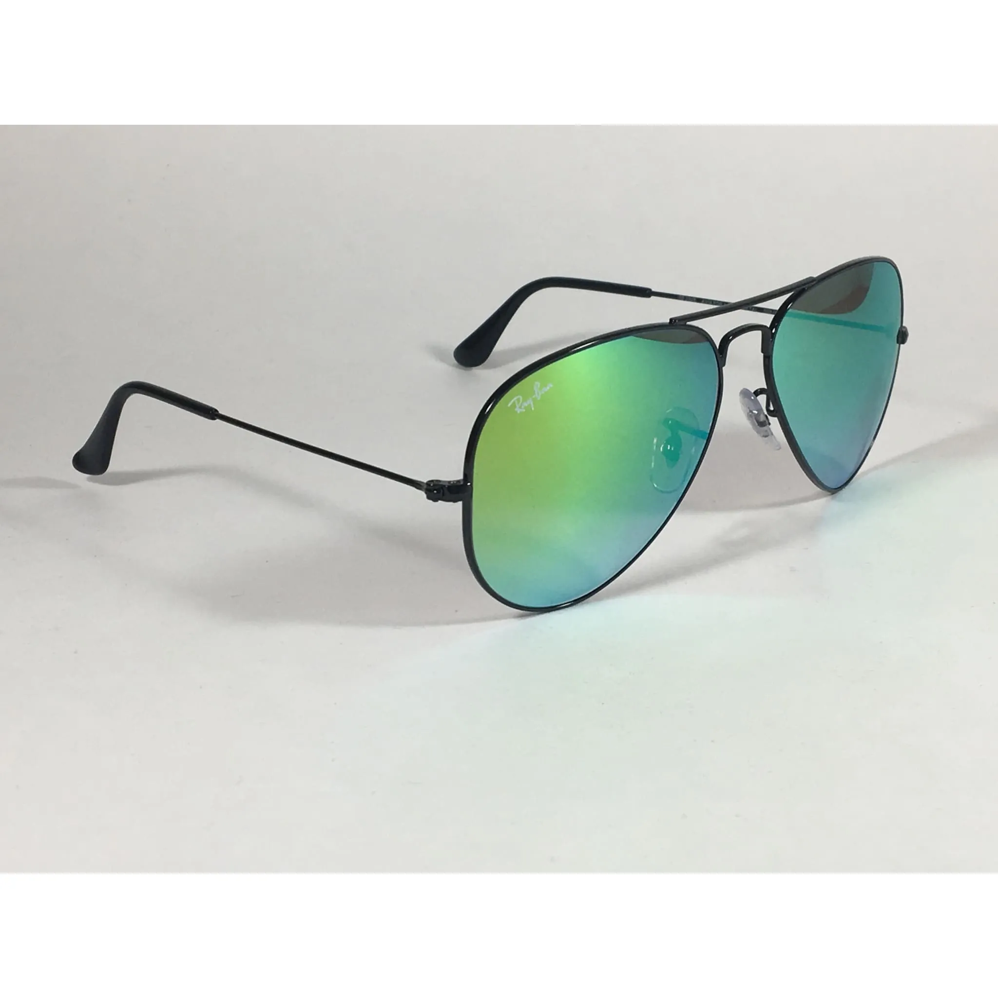 Ray-Ban Aviator Sunglasses RB3025 002/4J Black Green Gradient Flash Mirror Lens