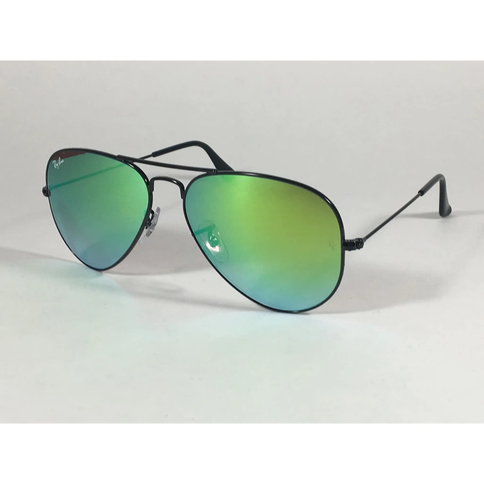 Ray-Ban Aviator Sunglasses RB3025 002/4J Black Green Gradient Flash Mirror Lens
