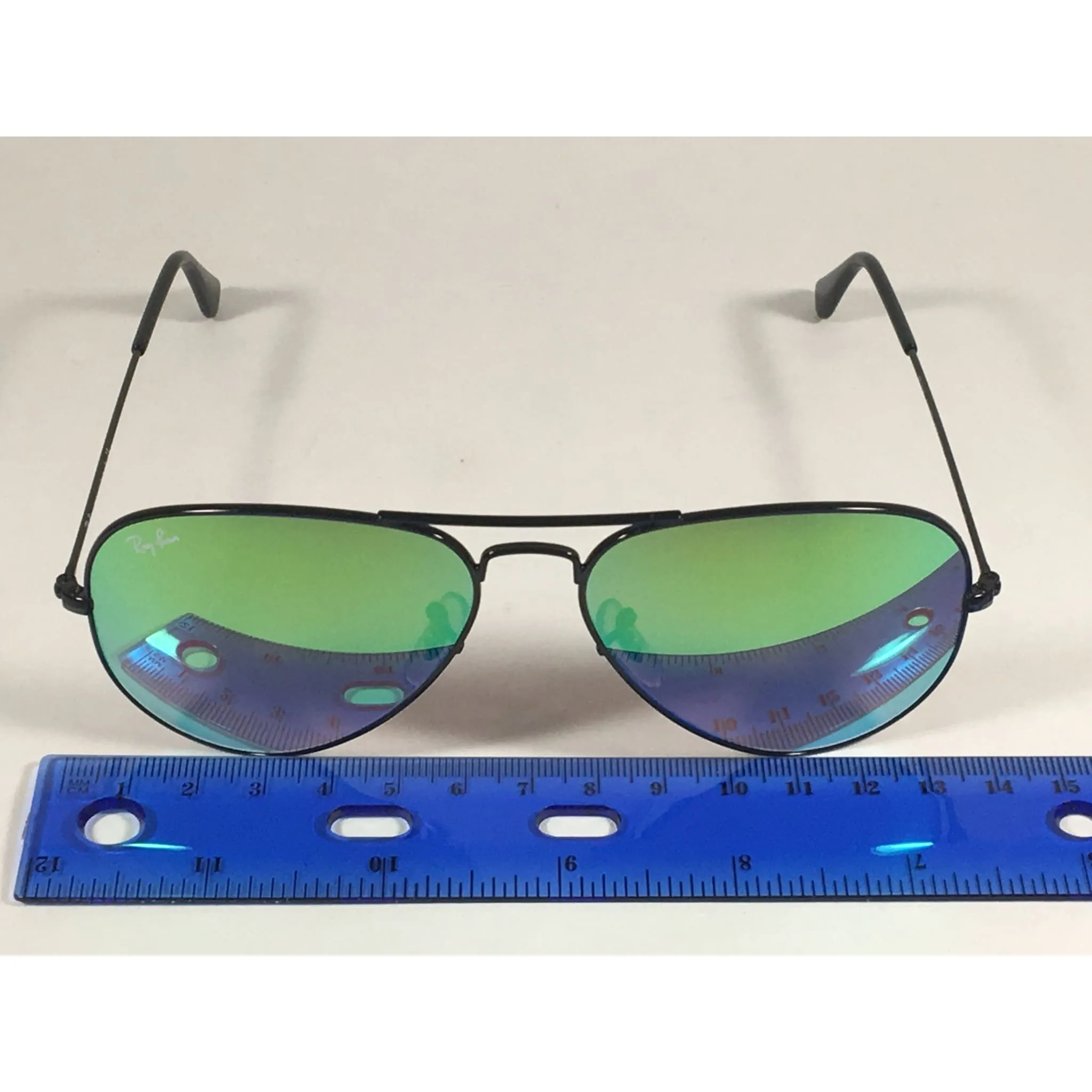 Ray-Ban Aviator Sunglasses RB3025 002/4J Black Green Gradient Flash Mirror Lens