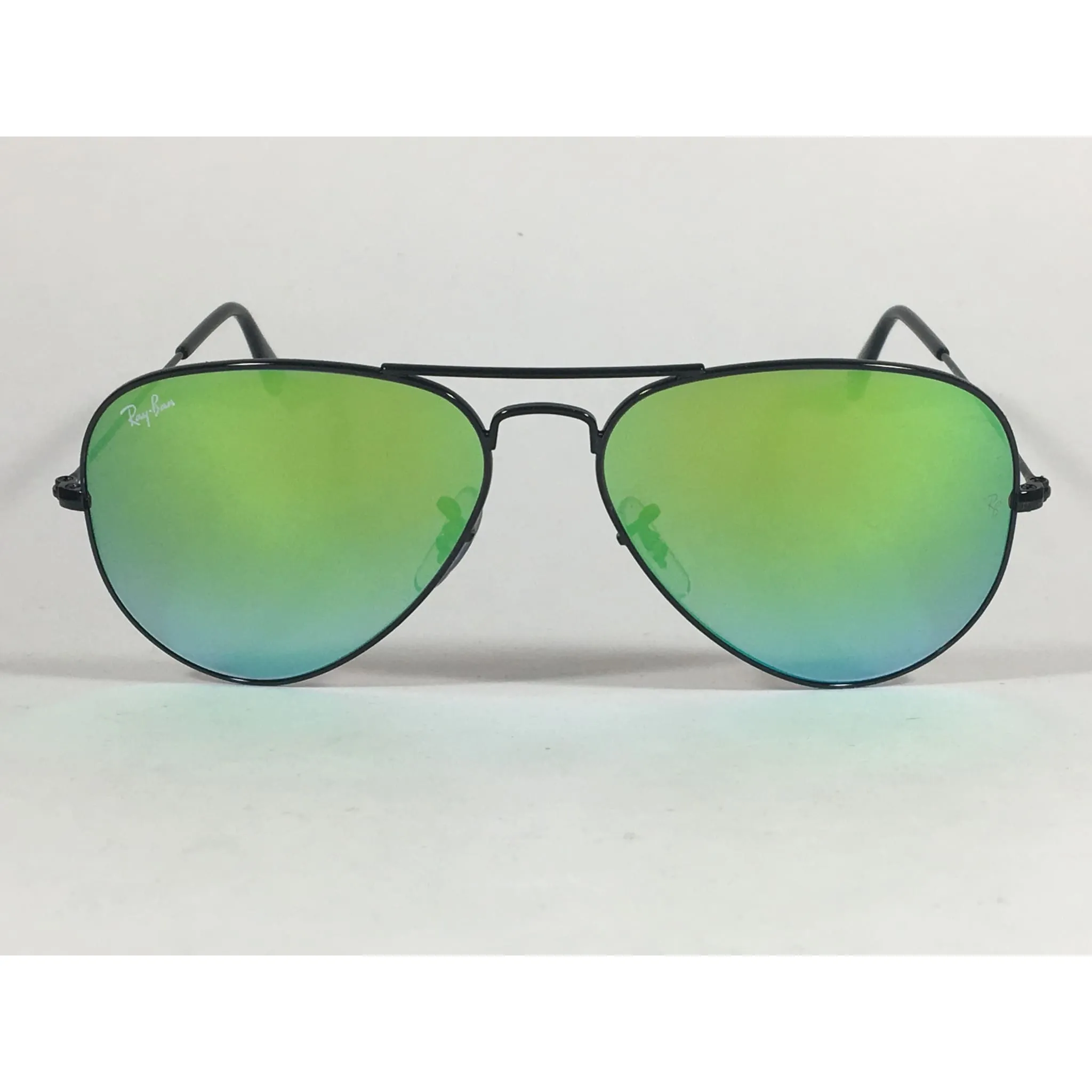 Ray-Ban Aviator Sunglasses RB3025 002/4J Black Green Gradient Flash Mirror Lens