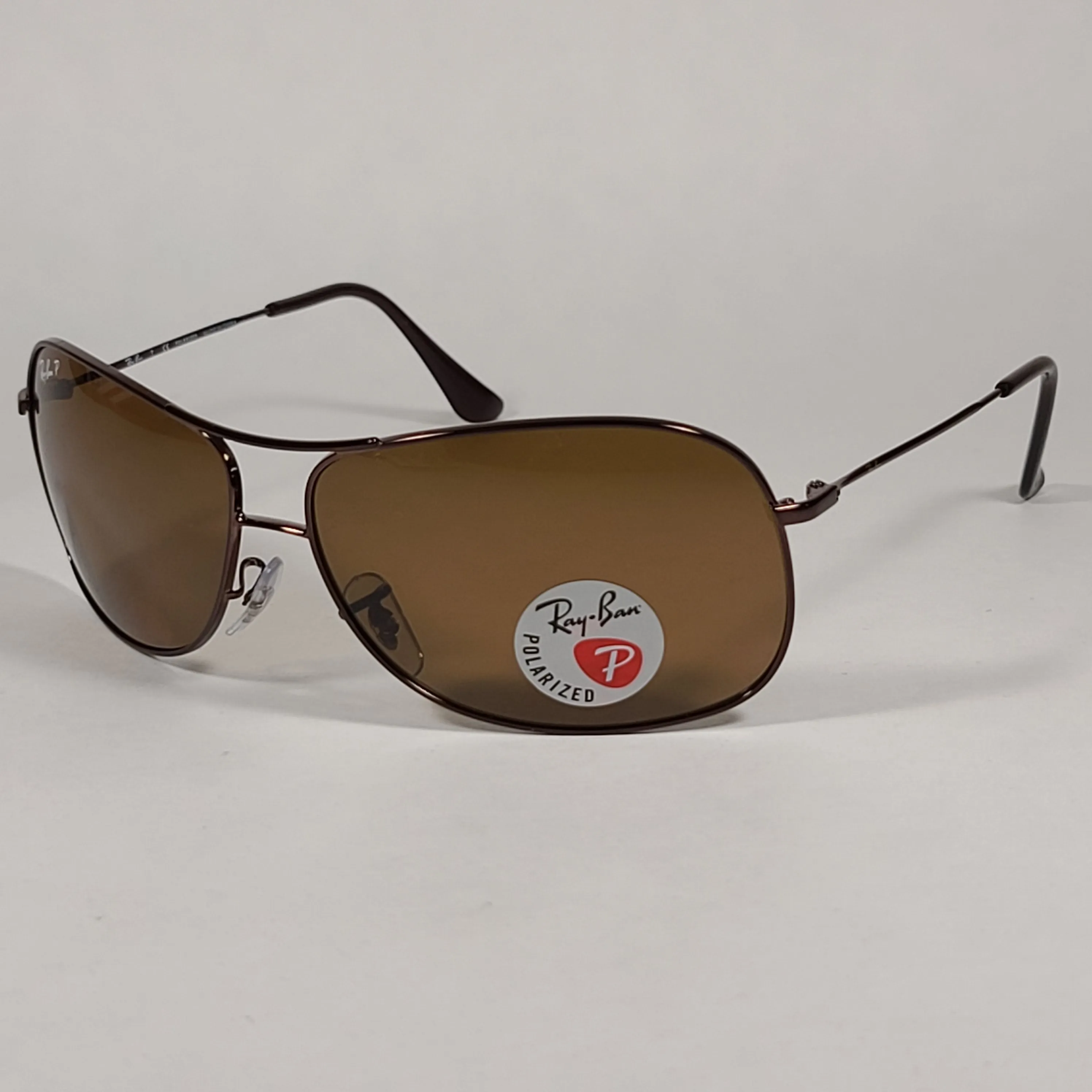 Ray-Ban Polarized Highstreet Aviator Sunglasses Brown Metal Frame Brown Lens RB3267 014/83