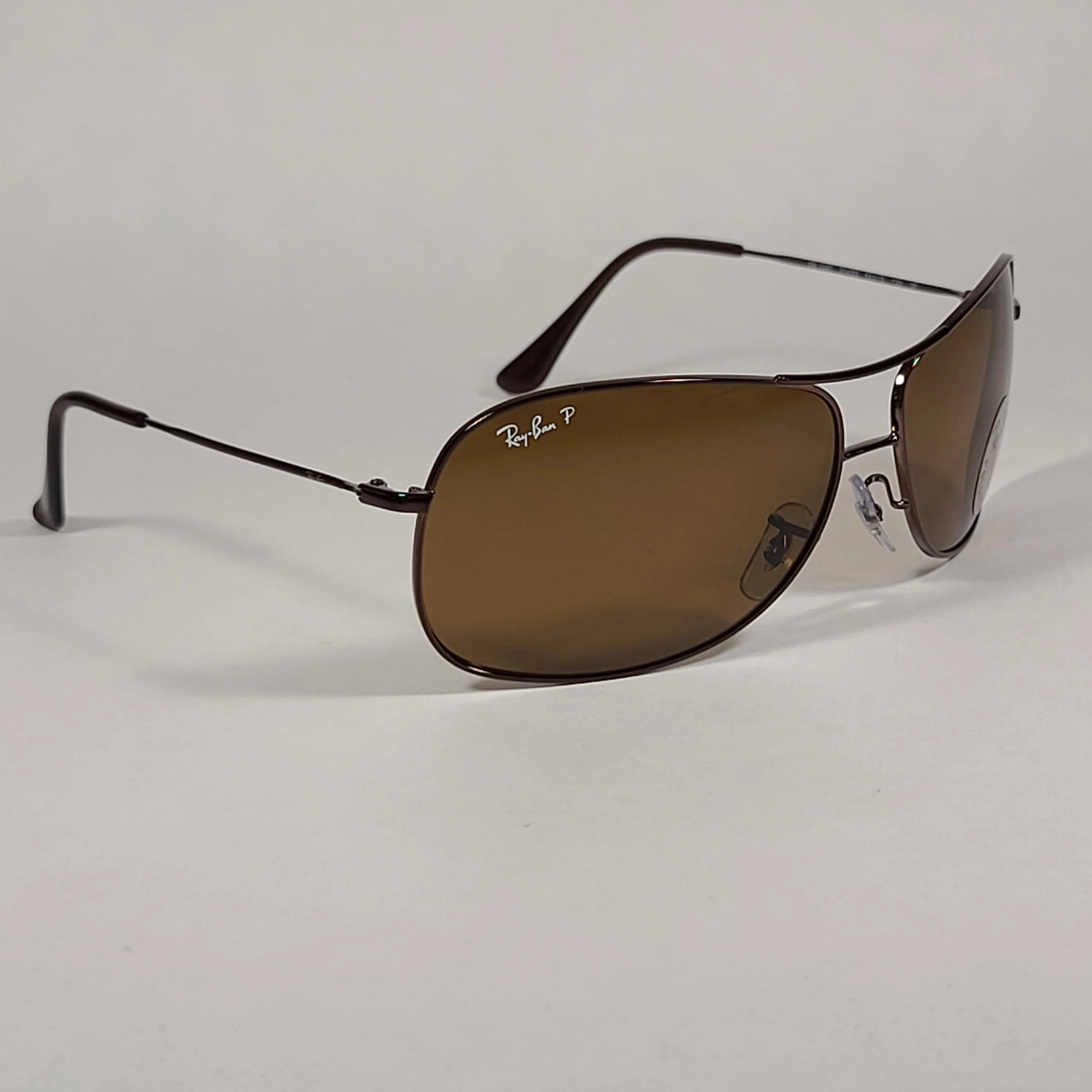 Ray-Ban Polarized Highstreet Aviator Sunglasses Brown Metal Frame Brown Lens RB3267 014/83