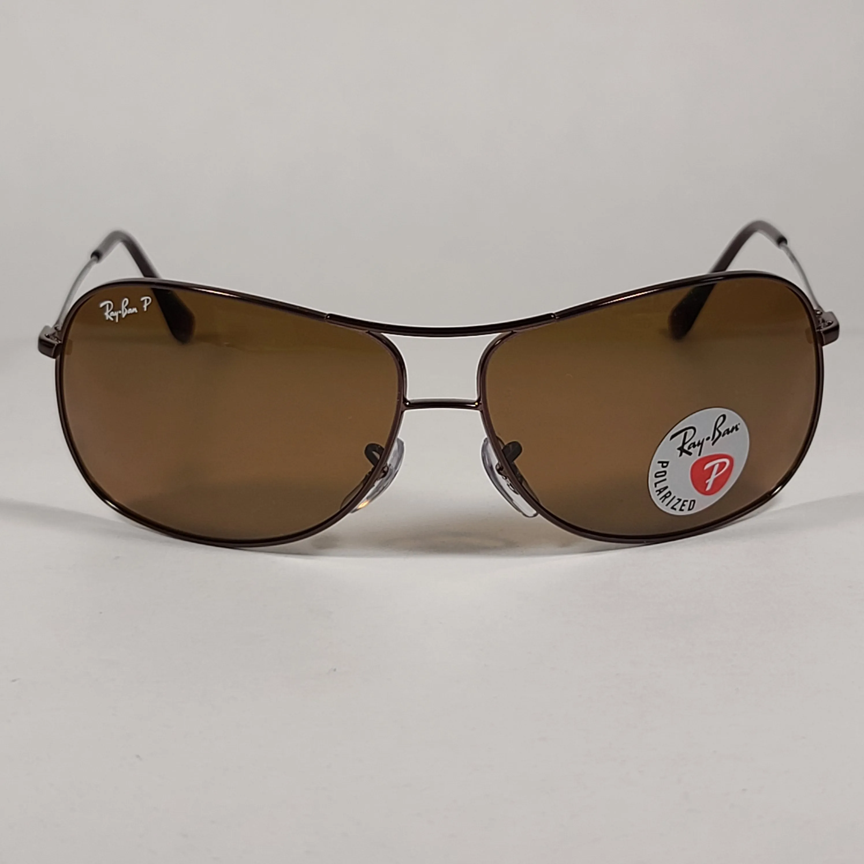Ray-Ban Polarized Highstreet Aviator Sunglasses Brown Metal Frame Brown Lens RB3267 014/83