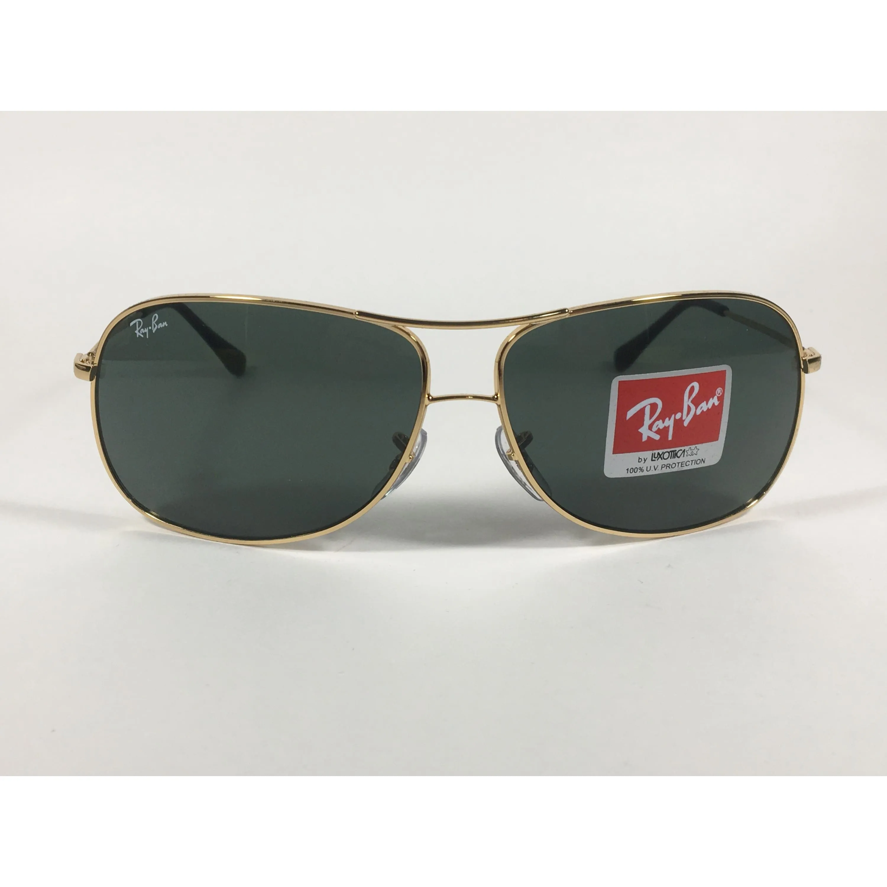 Ray-Ban RB3267 001/71 Arista Highstreet Aviator Sunglasses Gold With Green Lens