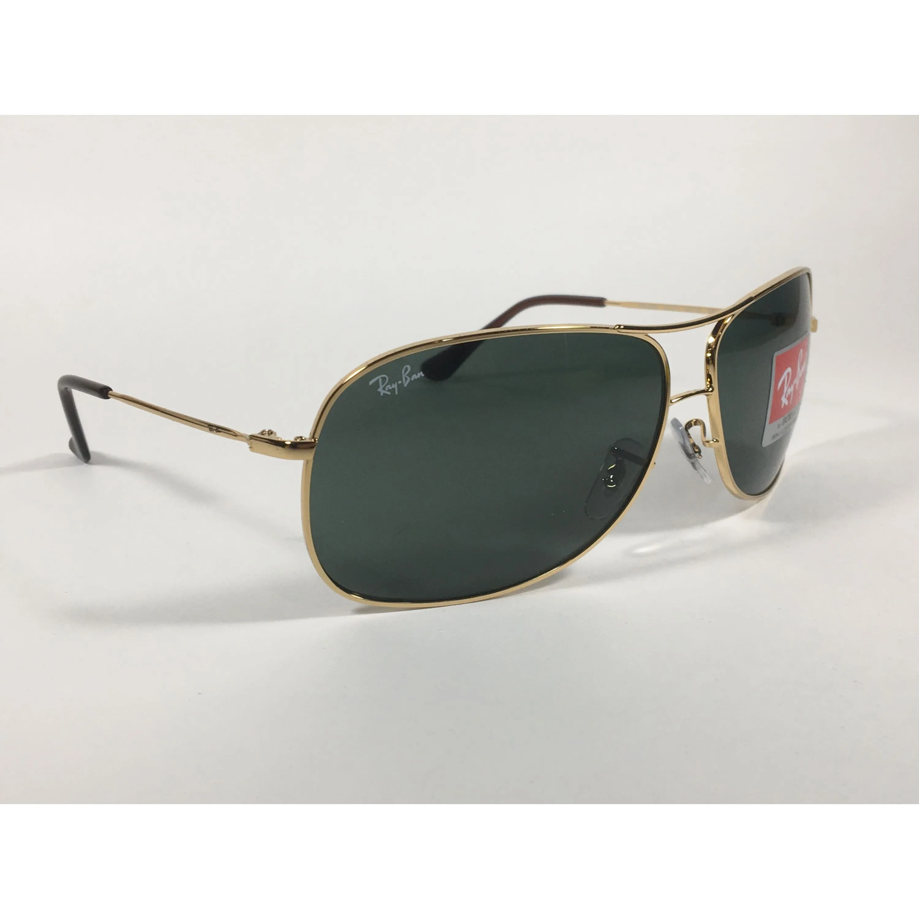 Ray-Ban RB3267 001/71 Arista Highstreet Aviator Sunglasses Gold With Green Lens
