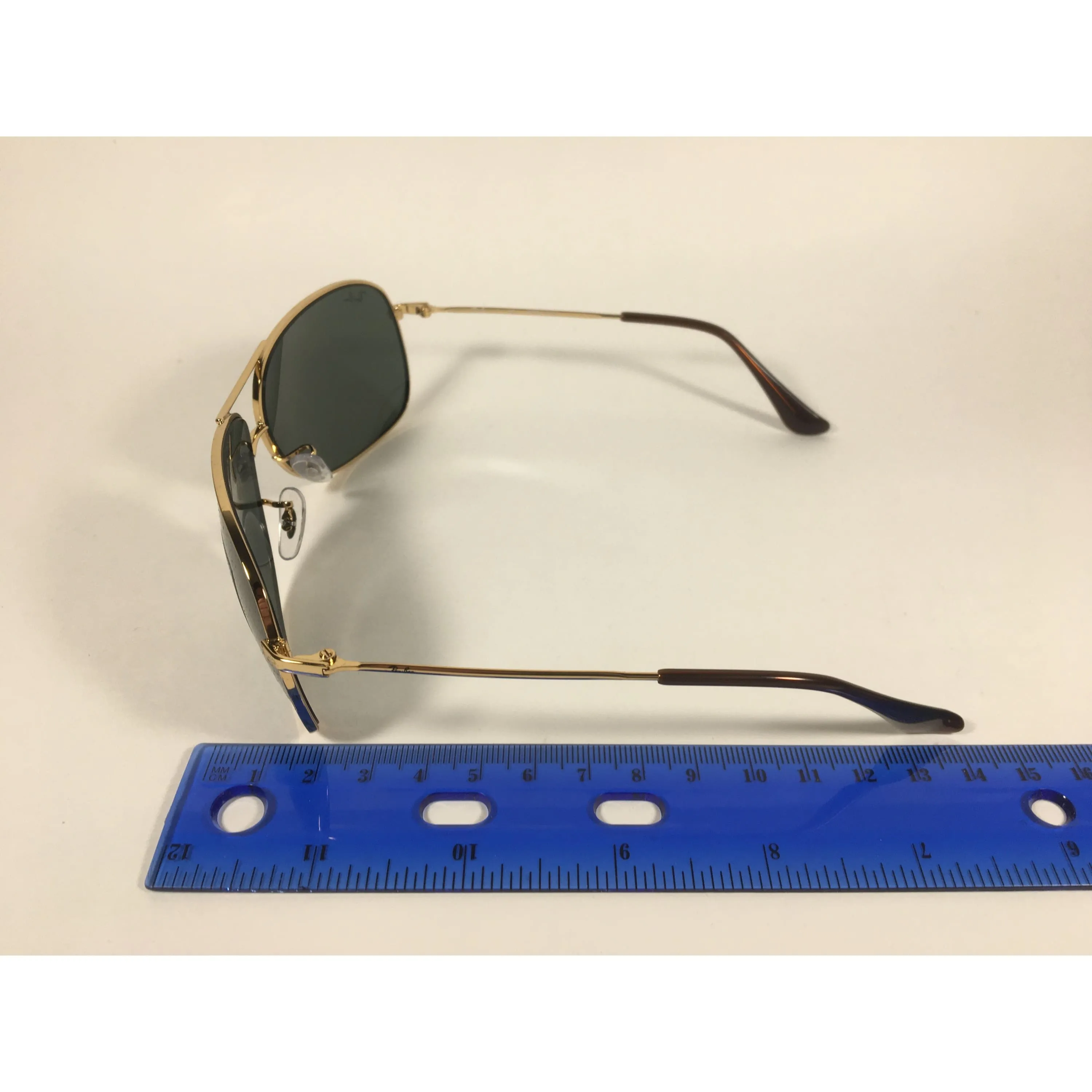 Ray-Ban RB3267 001/71 Arista Highstreet Aviator Sunglasses Gold With Green Lens