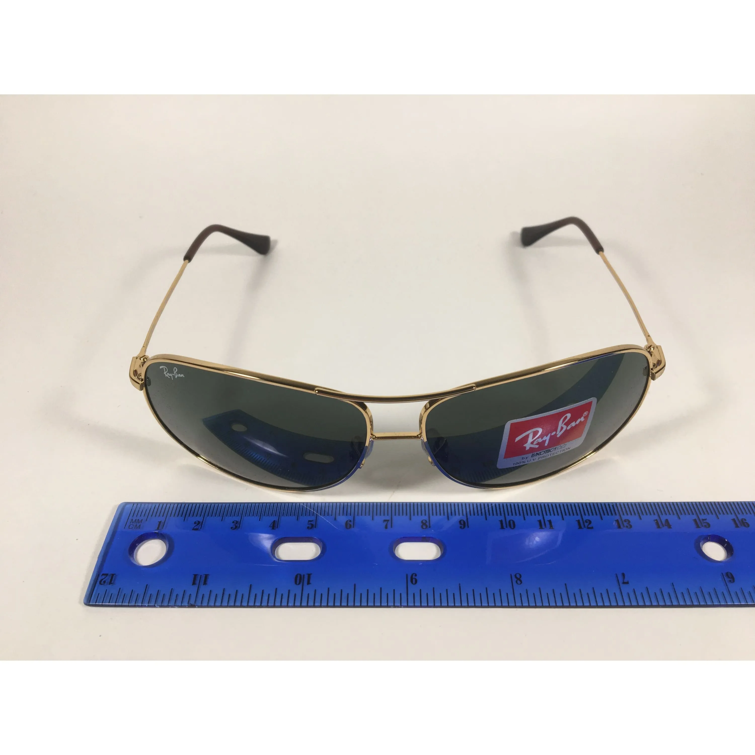 Ray-Ban RB3267 001/71 Arista Highstreet Aviator Sunglasses Gold With Green Lens