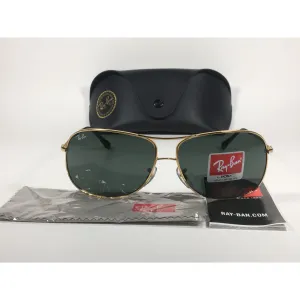 Ray-Ban RB3267 001/71 Arista Highstreet Aviator Sunglasses Gold With Green Lens