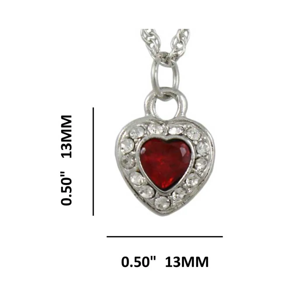 Red Crystal Heart Pendant on Silver-tone Chain - DRSN523PT