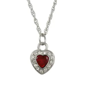 Red Crystal Heart Pendant on Silver-tone Chain - DRSN523PT